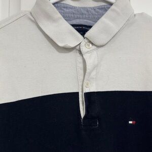Tommy Hilfiger Men's Blue and White Polo Shirt